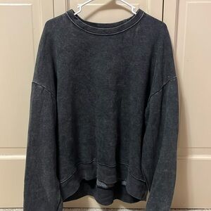 oversized dark wash gray crewneck